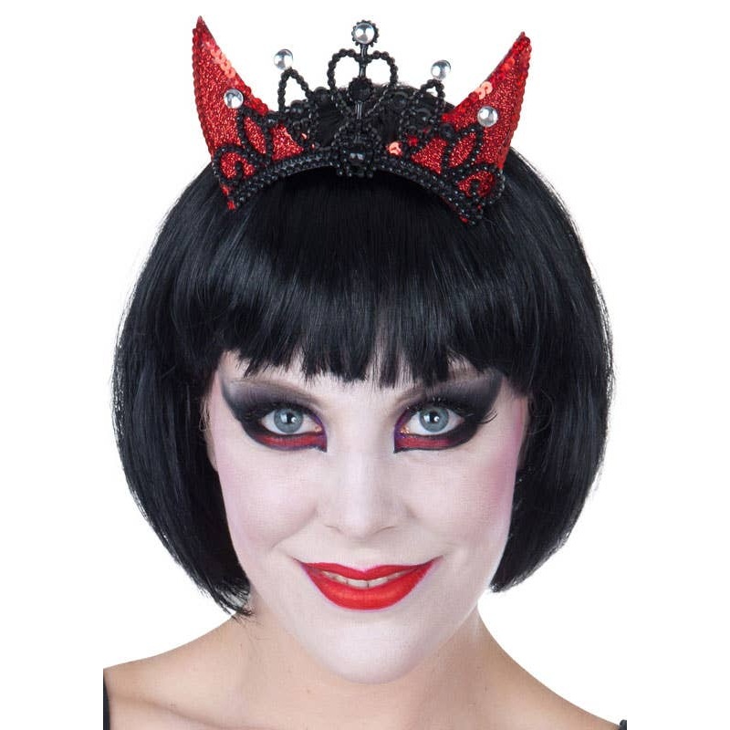 Devil Red Glitter Horns with Tiara - 2 Pack