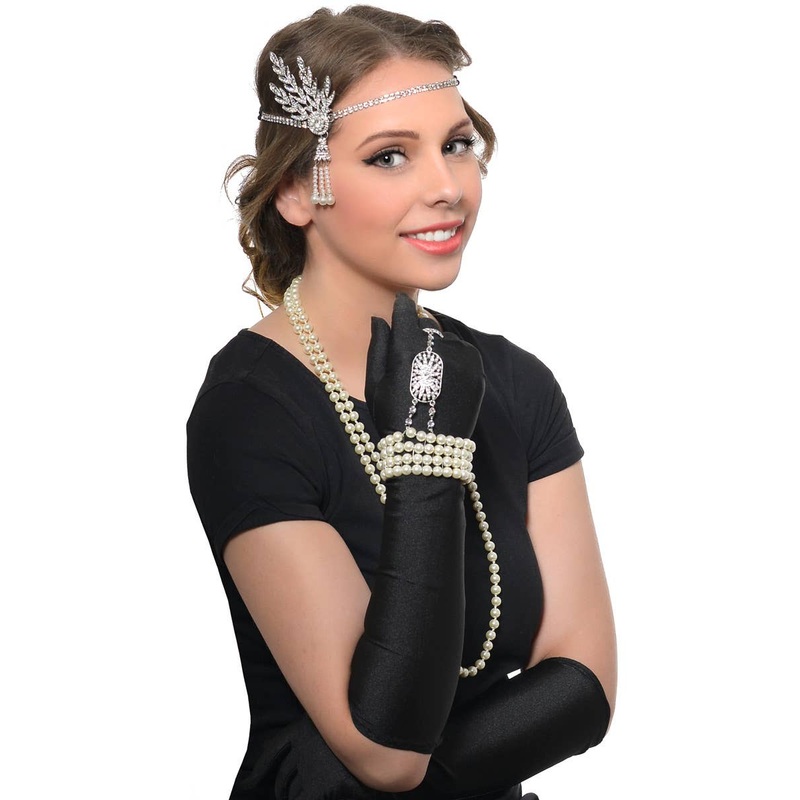 Rhinestones and Pearls Deluxe 5 Piece Gatsby Accessory Set