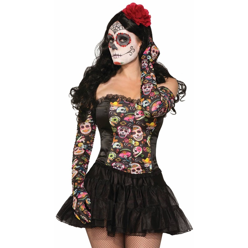 Day of the Dead Womens Costume Gloves