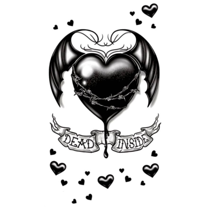 Dead Inside Gothic Heart Temporary Costume Tattoo
