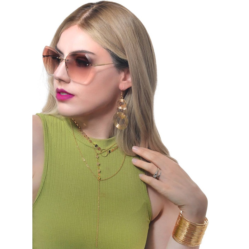 Delicate Gold 70s Earrings and Necklace Costume Jewellery Set