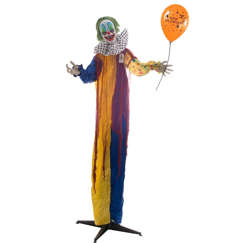 Standing Creepy Halloween Clown Animated Decoration