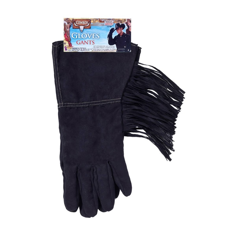 Cowboy Fringed Black Costume Gloves