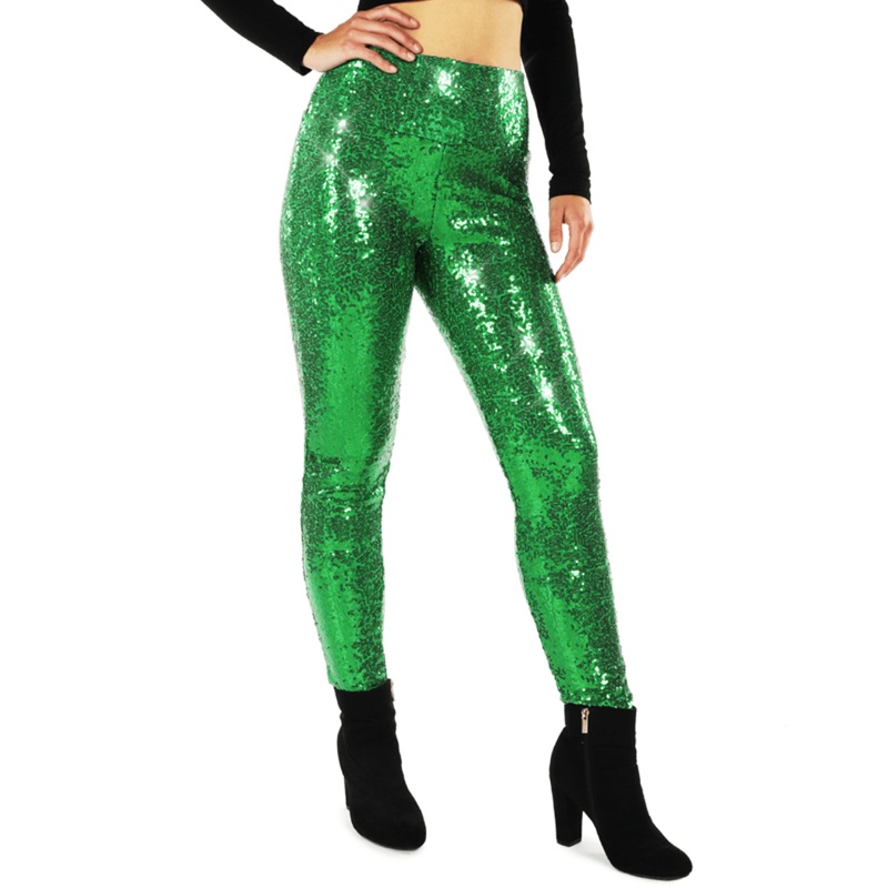 Green Sequin High Waisted Leggings