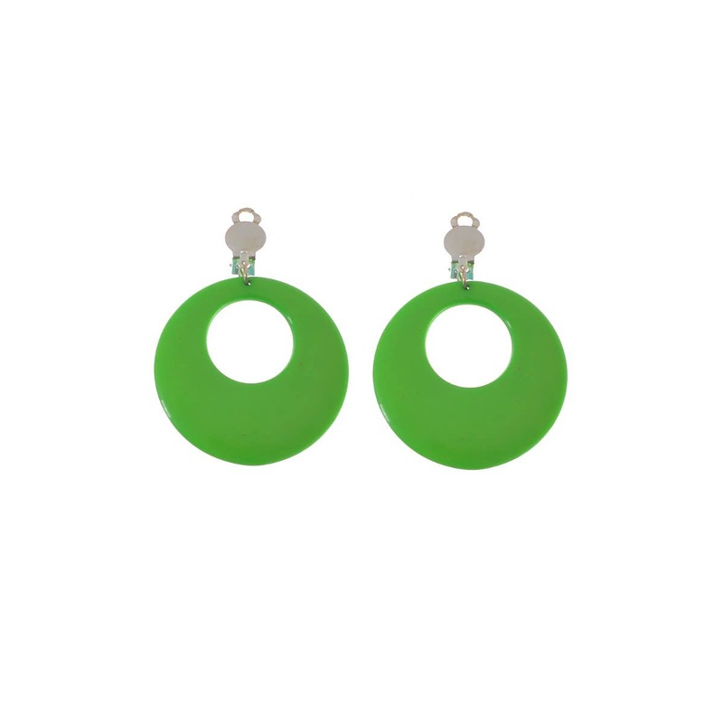 Clip On Round Green Novelty Earrings