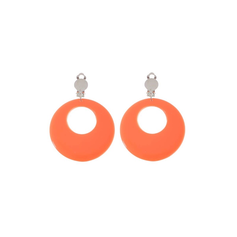 Clip On Round Orange Novelty Earrings
