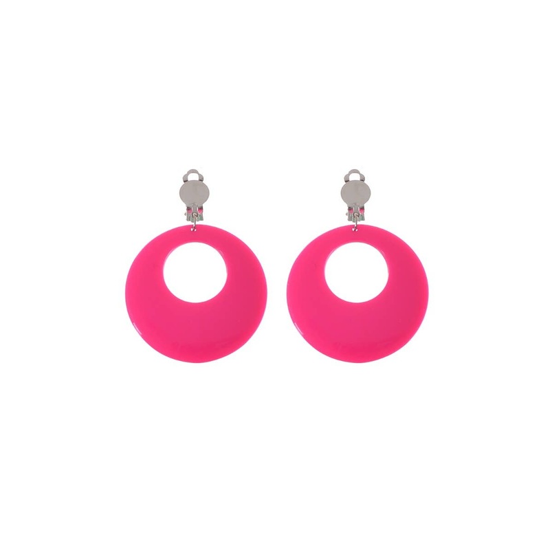 Clip On Round Pink Novelty Earrings