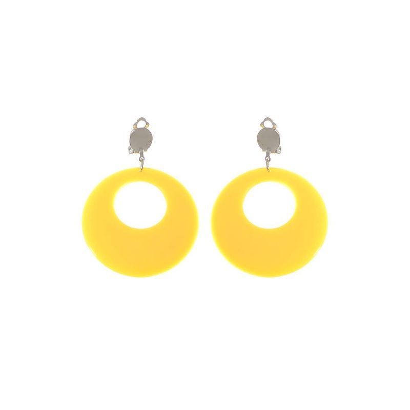 Clip On Round Yellow Novelty Earrings