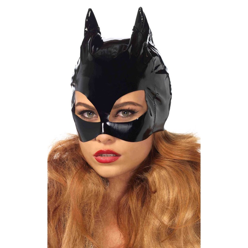 Cat Girl Sexy Black Vinyl Face Mask
