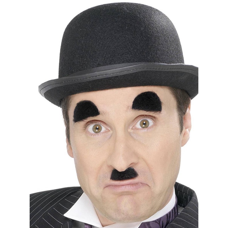 Charlie Chaplin Black Moustache and Eyebrows Set