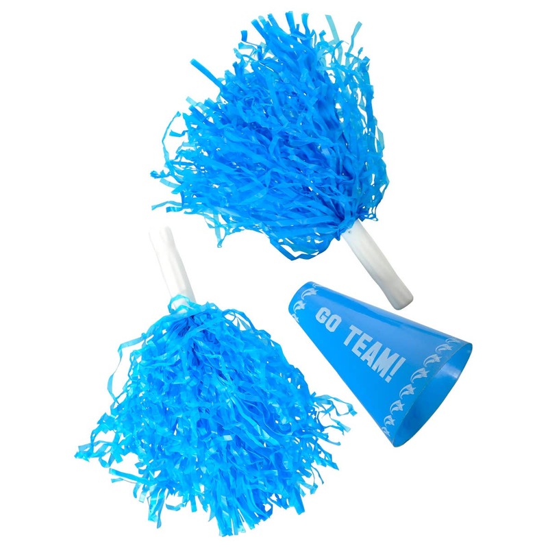 Cheerleader Blue Pom Pom and Megaphone Set