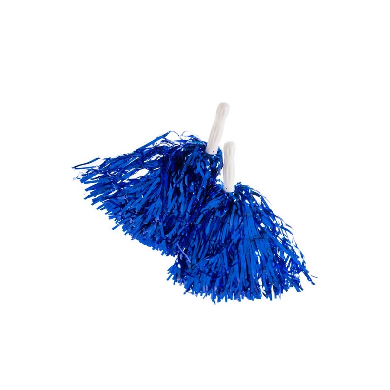 Team Spirit Blue Metallic Cheerleader Pom Poms