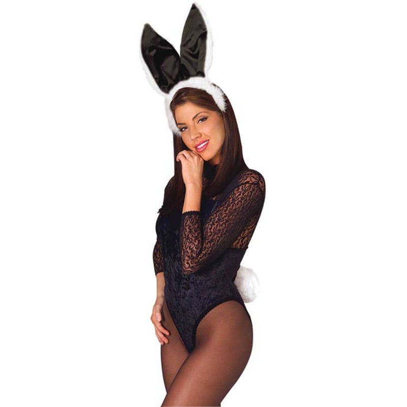 Cute Black and White Bunny Ears and Tail Set