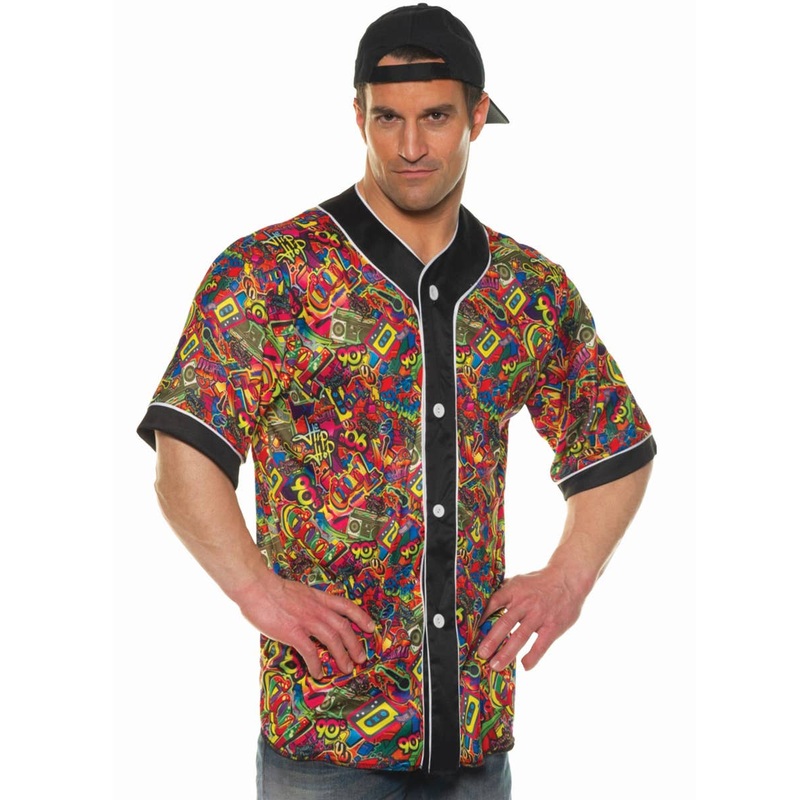 90s Multicolour Print Mens Plus Size Costume Shirt