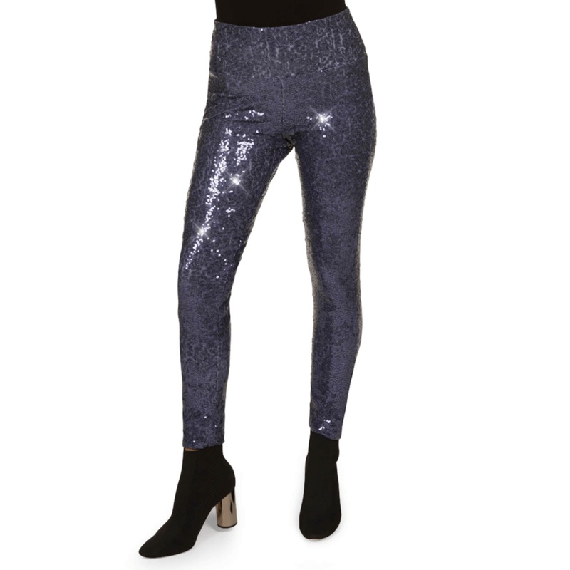 Blue Sequin High Waisted Leggings