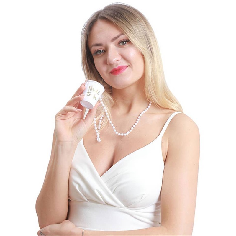 Bride To Be White Shot Glass Beaded Necklace