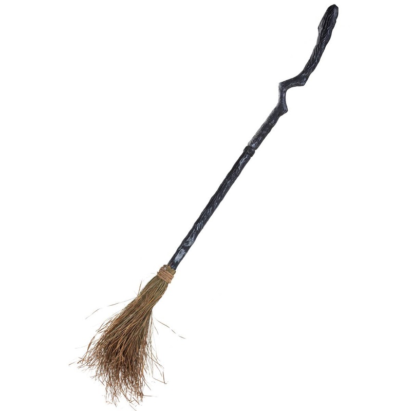 Bushy Brown Witch Broomstick Halloween Accessory