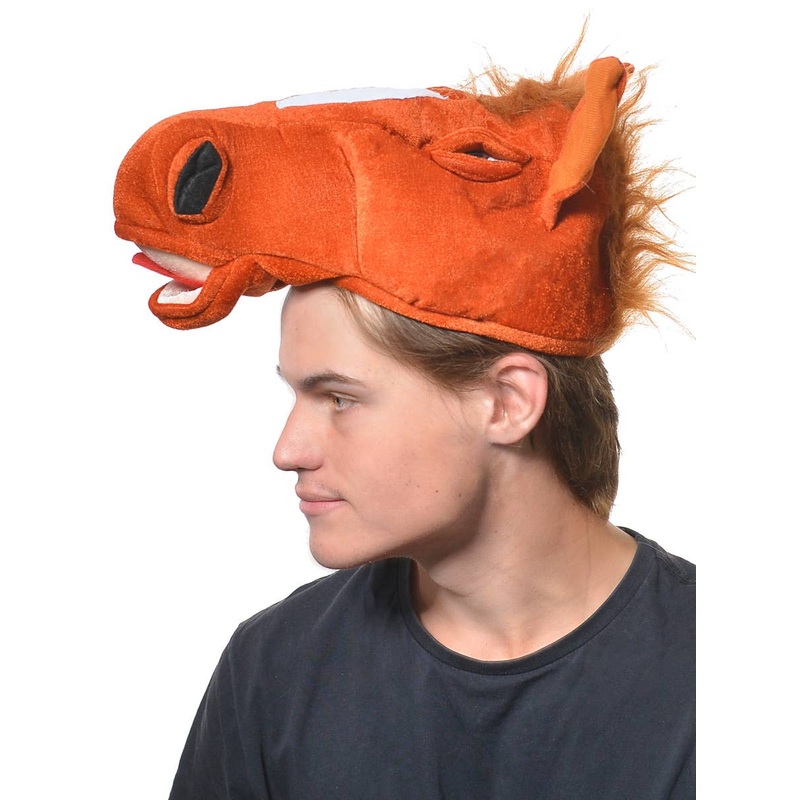 Plush Brown Horse's Head Funny Novelty Adults Hat