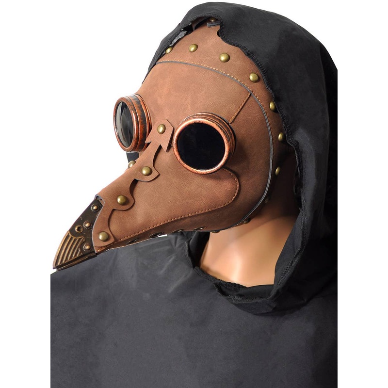 Steampunk Plague Doctor Brown Halloween Mask with Goggles