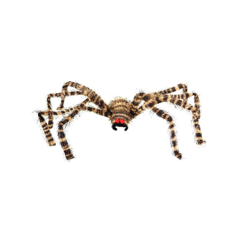 Striped Brown and Black 18cm Spider Halloween Decoration
