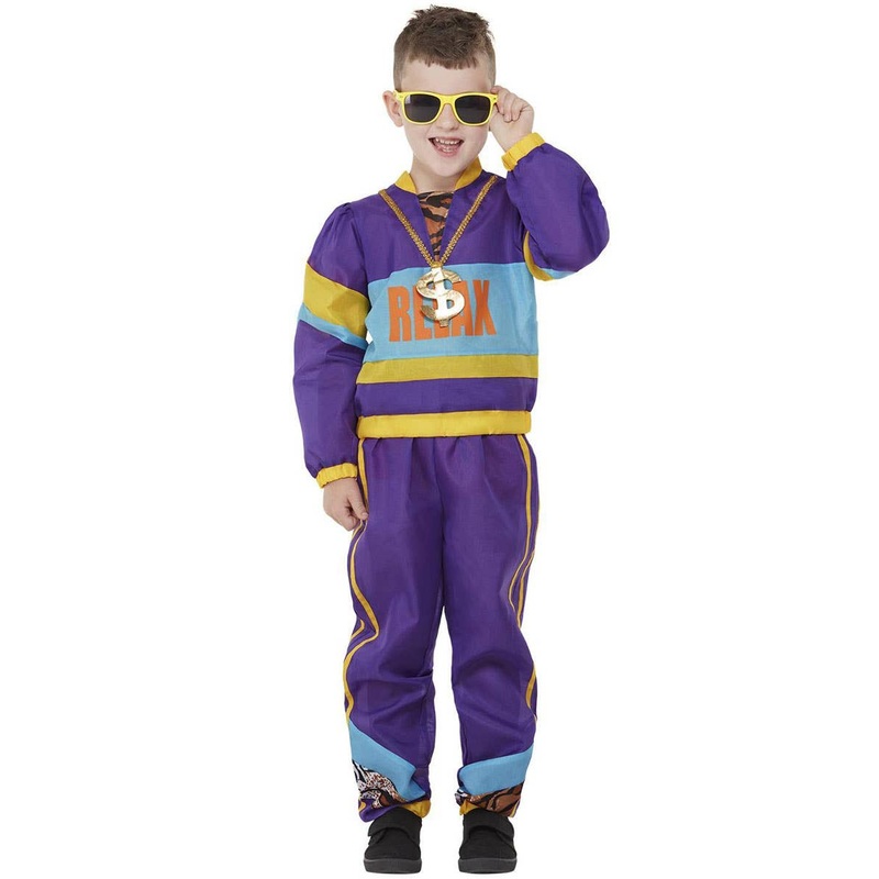 80s Relax Boys Purple Tracksuit Costume