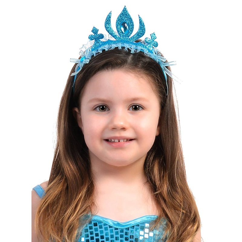 Snow Princess Girls Blue Glitter and Lace Costume Headband
