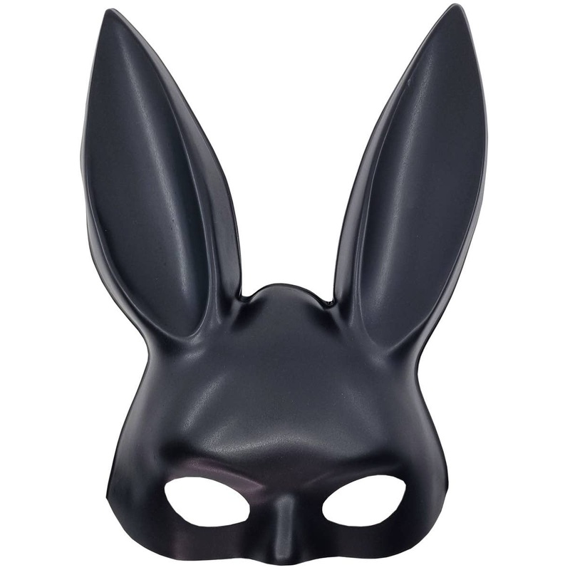 Sultry Black Bunny Half Mask Costume Accessory