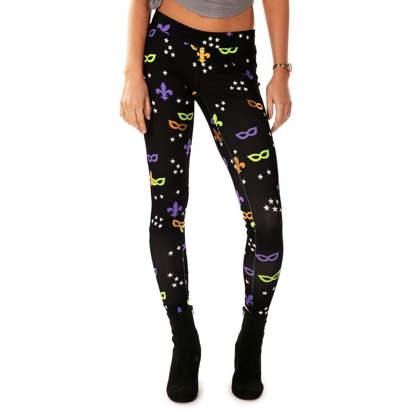 Women's Gold Foil Mardi Gras Leggings