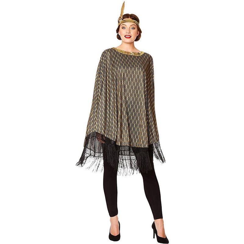1920s Womens Great Gatsby Costume Poncho and Headband