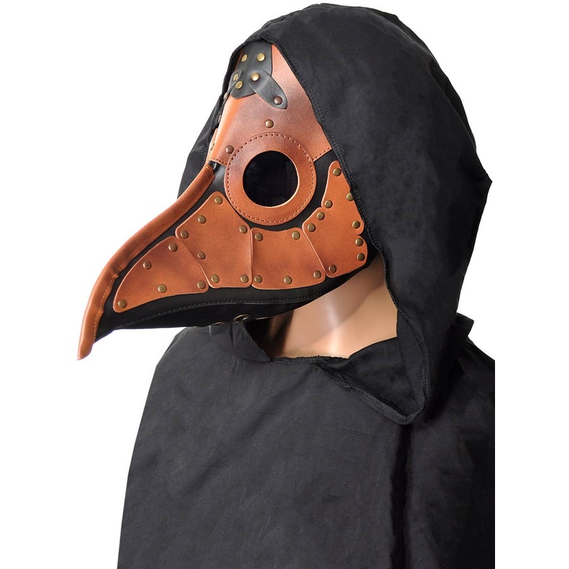 Steampunk Plague Doctor Black and Brown Leather Look Halloween Mask
