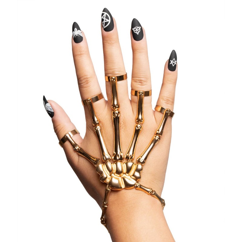 Gold Skeleton Finger Bracelet|One Size
