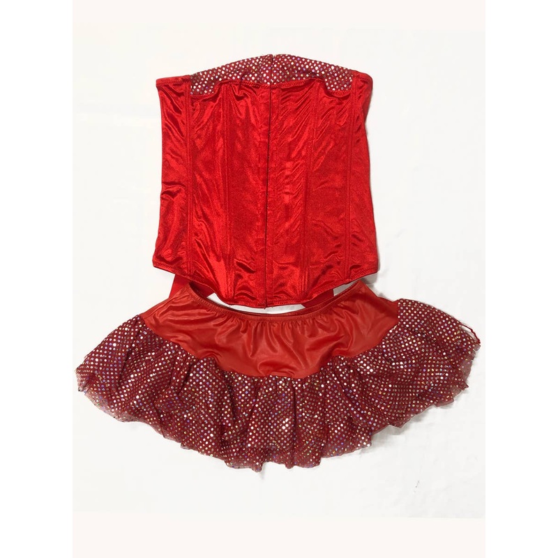 Sexy Red Corset and Tutu Skirt Christmas Costume - Size OS