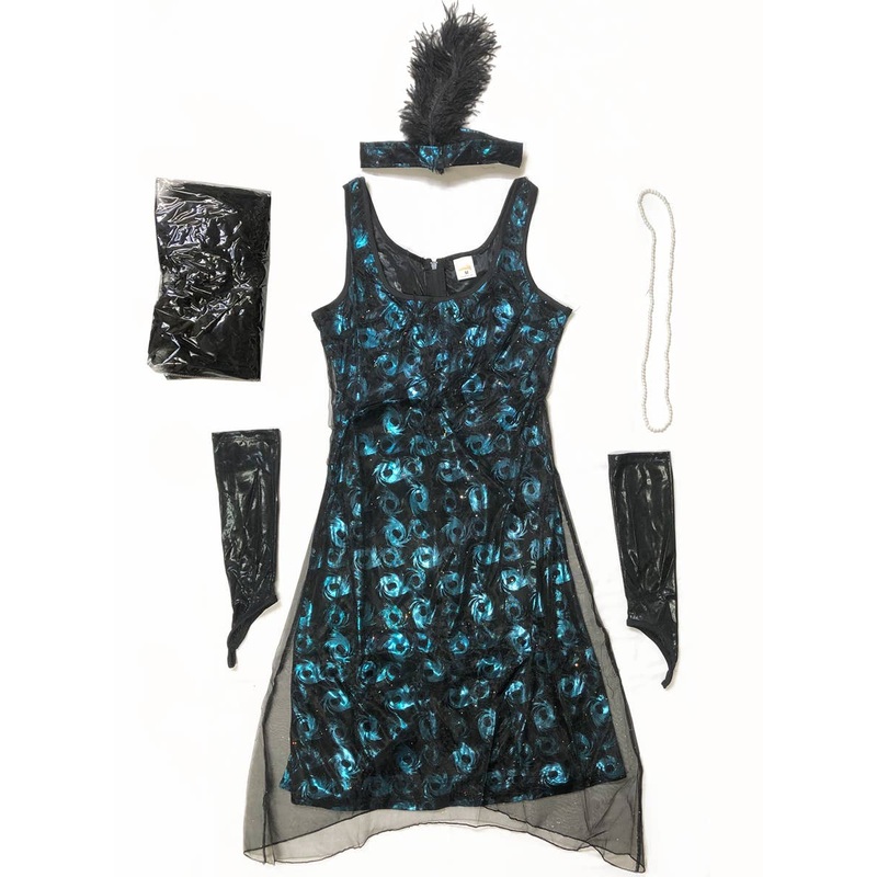 1920s Shimmer Blue Womens Costume Dress - Size XSmall