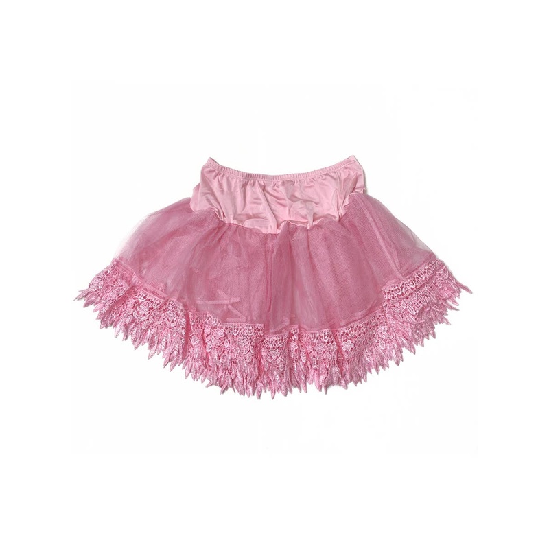 Dusty Pink Lace Trim Womens Petticoat - One Size