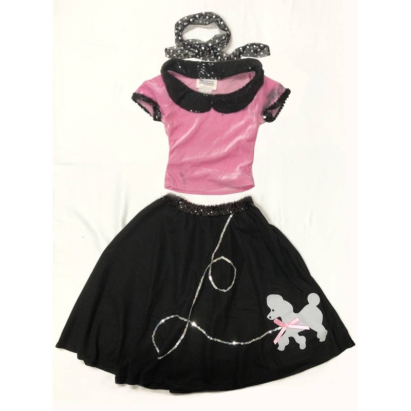 Pink and Black Sock Hop Girls 50s Costume - Size XSmall