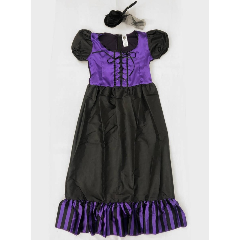 Purple and Black Saloon Girl Womens Costume - Size Small