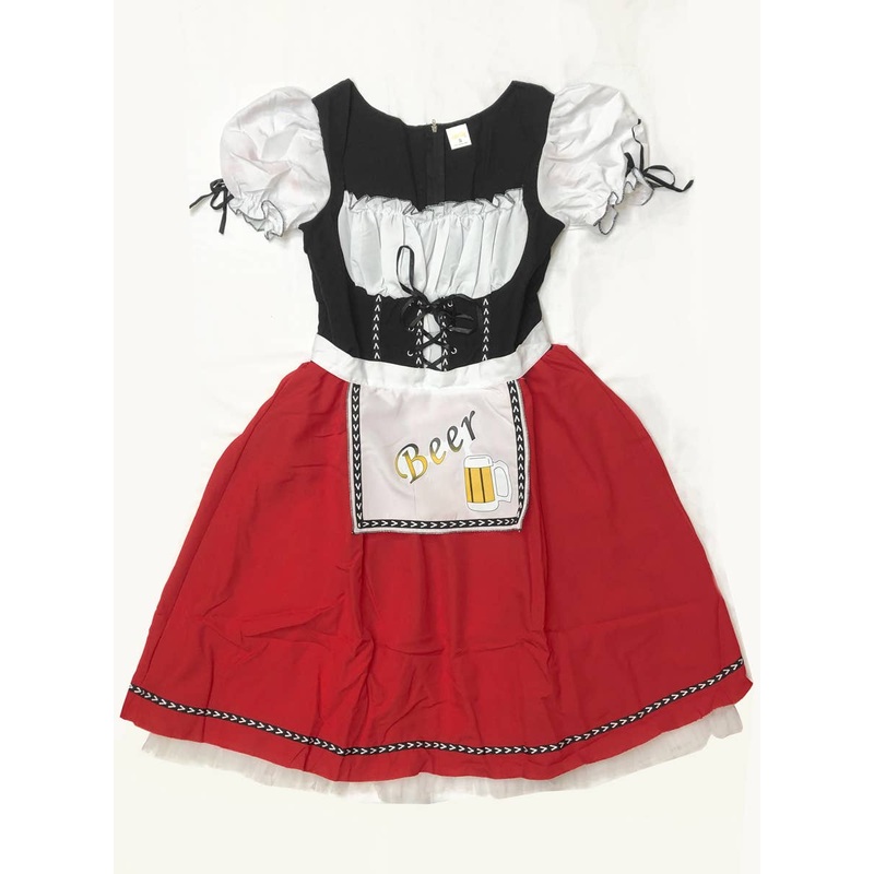 Red Knee Length Womens Oktoberfest Costume - Size Small