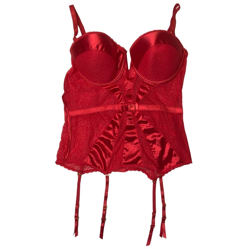 Red Plus Size Burlesque Bustier and Set - Size 3X-4X