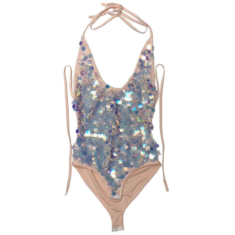 Sexy Iridescent Sequin Body Suit Womens - Size Medium/Large