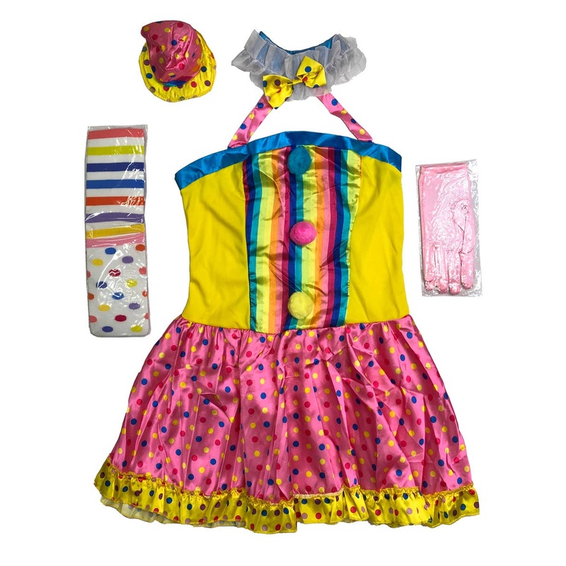 Sexy Rainbow Clown Womens Costume - Size XLarge