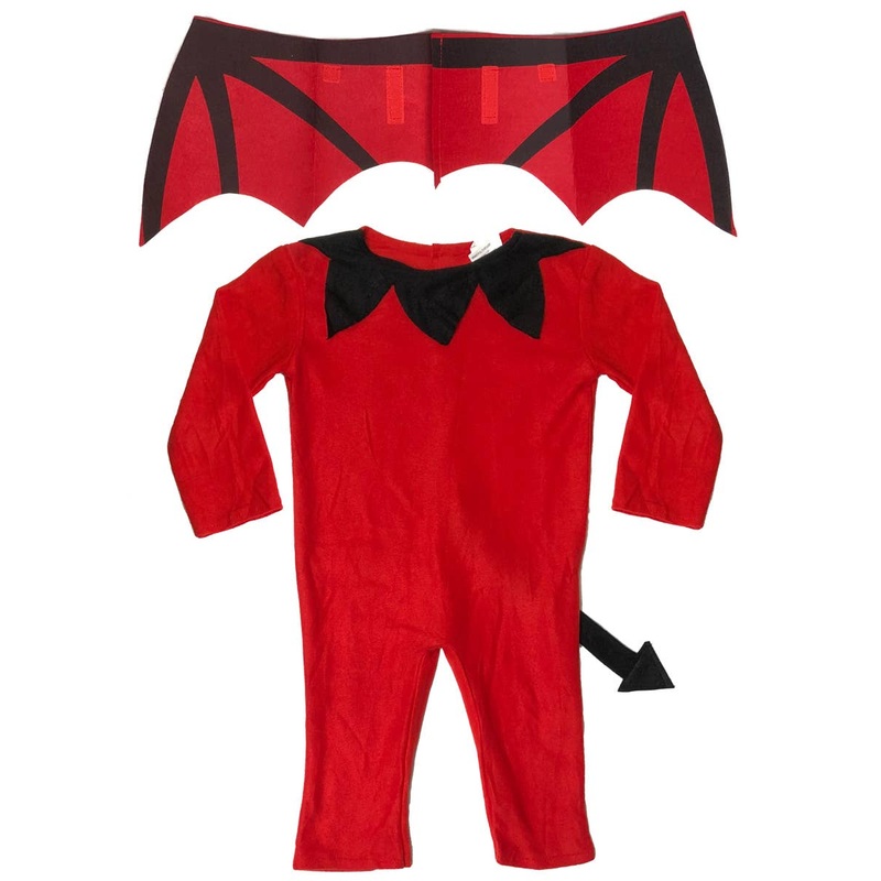 Toddler Boys Red Devil Jumpsuit and Wings Costume - Size Large