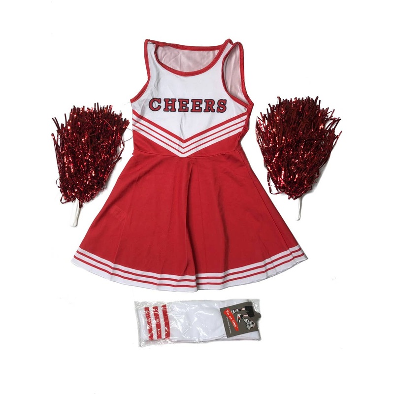 White and Red Cheerleader Girls Costume - Size Medium
