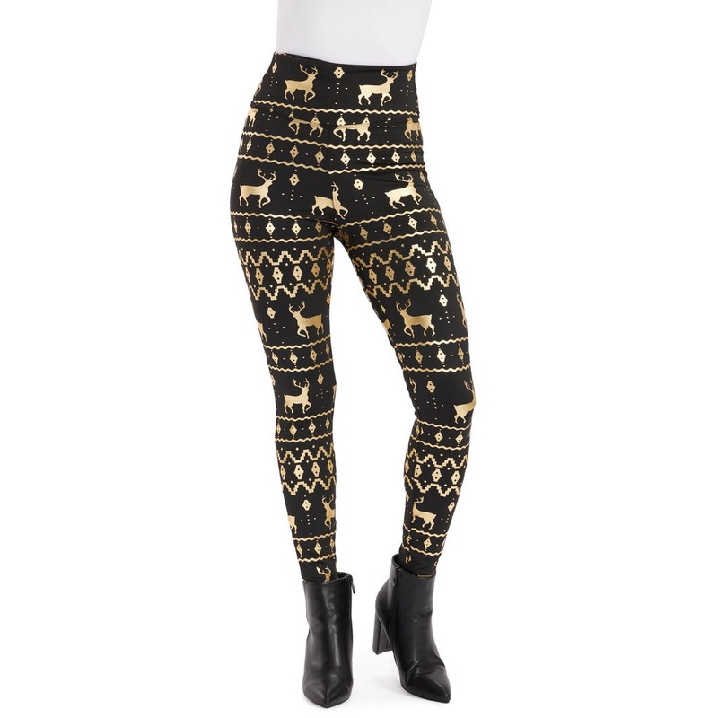 Black and Gold Fair Isle High Waisted Leggings