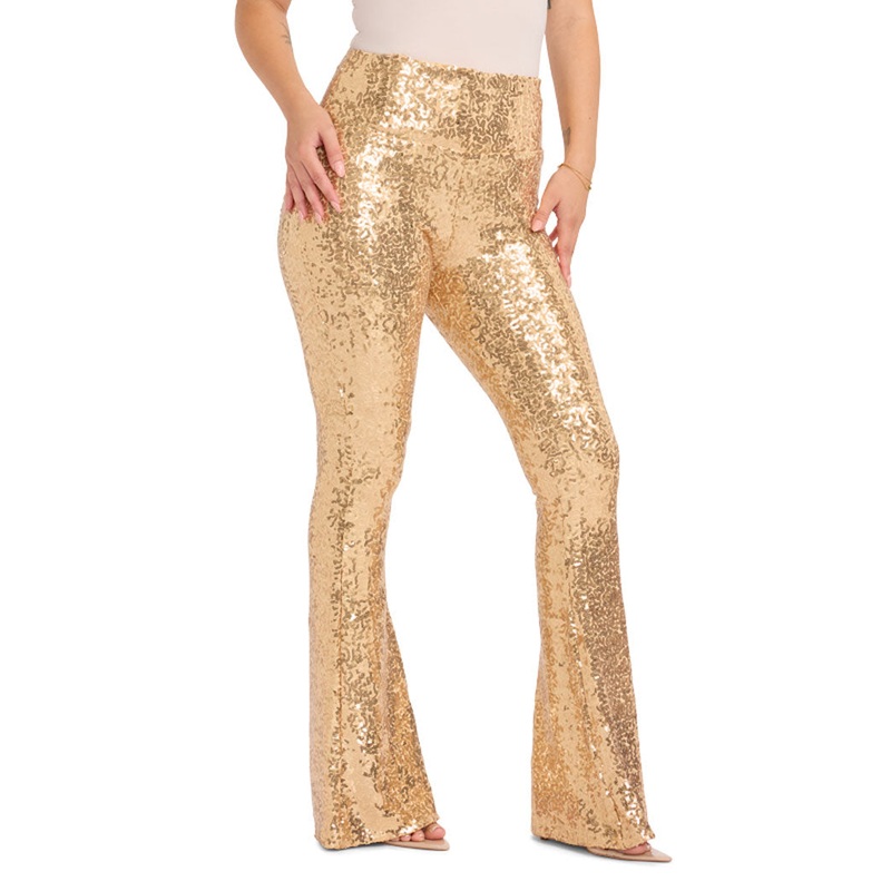 Gold Sequin Flare Leggings|XS|S|M|L|XL|1X|2X