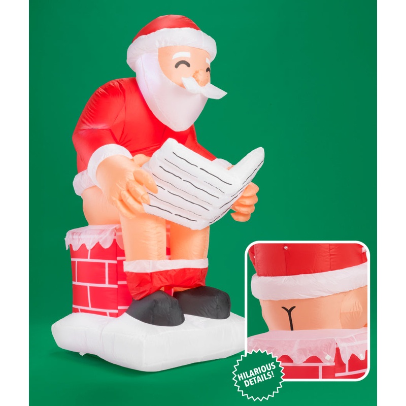Santa's Log on the Fire Christmas Inflatable Decoration