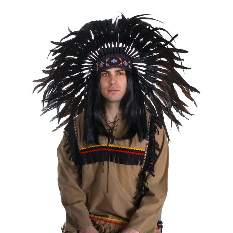 American Indian Chief Authentic Black Feather Headdress