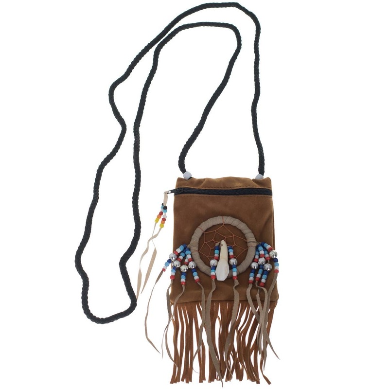 American Indian Dark Tan Suede Pouch Costume Accessory