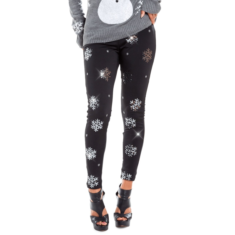 Sequined Snowflake Leggings|XS|S|M|L|XL|XXL|3XL