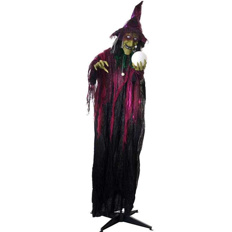 Standing Life Size Old Hag Witch Animated Halloween Decoration