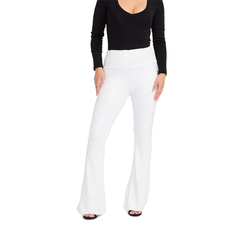 White Sequin Flare Leggings|XS|S|M|L|XL|1X|2X